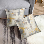 Britimes Throw Pillow Covers Modern Home Art Decor, 18 x 18 Inches Set of 2 Abstract Oil Painting Pillowcases for Bedroom, Living Room, Cushion Couch Sofa, Abstract Golden Grey