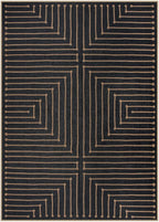 Lahome Neutral Geometric Outdoor Rug, 5x7 Black Living Room Dining Room Rug Indoor Outdoor Carpet, Farmhouse Rhombus Non Slip Non Shedding Carpet for Patio Deck Office Classroom