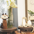 Yangbaga 2pcs Wooden Stool Display Stand, 8.46IN Round Plant Stand Wood-Flower Pot Supports Plant for Indoor Outdoor Home, GardenPatio Decorative