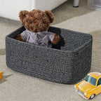 3-Pack Storage Baskets for Organizing | Woven Shelf Toy Basket | Rope Baskets for Gifts Empty | Closet Organizer Bins with Handles | Cube Decorative Box | 13.7×7.1×6.7” | Mixed Black