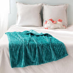 MIULEE Fleece Blanket, Durable Plush Fuzzy Extra Soft Warm Cozy Teal Blue Striped Flannel Throw Blanket for Couch Sofa Bed 30"x40", Turquoise