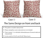 Red Floral Pillow Covers 18x18 Set of 2 Vintage Rustic Old Style Cute Small Flower Red Cream Print Decorative Outdoor Pillowcases Farmhouse Throw Cushion Case Decor for Couch Sofa Bed