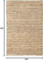 Dash & Albert Jute Handwoven Natural Rug, 9.5 X 13.5 Feet, Tan Solid Pattern