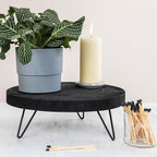 Creative Co-Op Decorative Paulownia Wood Pedestal, Black, 11"