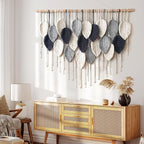 Weldomcor Macrame Wall Hanging Leaf Woven Tapestry Bohemian Chic Wall Hanging Feather Large Handmade Wall Art Decor for Bedroom Living Room Apartment Ornament, 39 inch