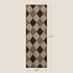 2x6 Diamond Checkered Runner Rug for Kitchen - Easy Jute Plaid Rug for Entryway Bedroom Beside Bed, Woven Low Pile Washable Black and White Geometric Farmhouse Décor
