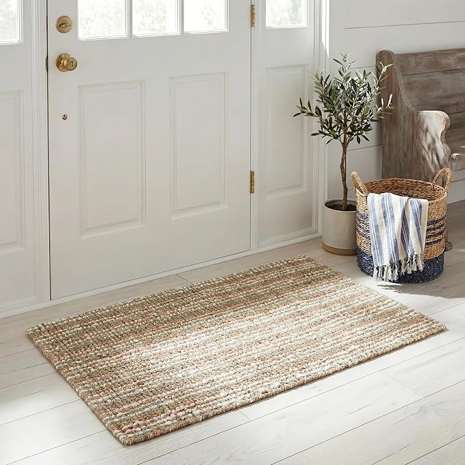 SAFAVIEH Natural Fiber Collection Area Rug - 2'6" x 4', Sage & Natural Brown, Handmade Jute, Farmhouse Style, Chunky Textured Thick Pile (NF447S)