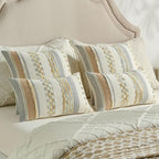 FUTEI Blue Green Khaki Decorative Throw Pillow Covers 18x18 Inch Set of 2, Soft Tufted Striped Textured Accent Cushion Case,Boho Pillows for Couch Decor
