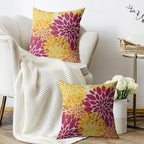 Hot Pink Yellow Orange Pillow Covers 24X24 Inch Set of 2, Spring Summer Floral Dahlia Flower Cream Decorative Throw Pillow Covers Outdoor Modern Farmhouse Cushion Case for Home Couch Sofa Bed Decor