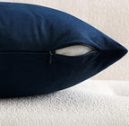 MIULEE 28x28 Inch Euro Sham Velvet Pillow Covers, Set of 2 Large Square Decorative Pillows -Dark Blue Super Soft for King Bed, Sofa, Couch, Accent Chairs with Hidden Zipper