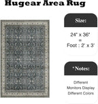 HUGEAR 2x3 Entryway Area Rug Vintage Black Small Rug Machine Washable Door Mat Retro Floral Low Pile Carpet Vacuumable Distressed Throw Rug Entrance Kitchen Bathroom Bedroom Non Slip Lightweight