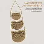 Cabilock 3 Tier Hanging Fruit Basket for Kitchen - Boho Macrame Woven Wall Storage for Onion and Potato, Space-Saving Cotton Rope Produce Organizer for Pantry & Bathroom