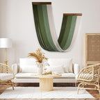 EOBTAIN Large Macrame Wall Hanging Art Decor,Boho Gradient Green to White Cotton Woven Tassel Tapestry for Bedroom Living Room Decor,Handmade Ombre Wall Art Home Decoration,Fashional Gift