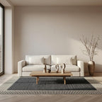 Nuloom Asha Dark Grey/Ivory, 5' x 8', Casual, Striped Border, Soft and Cozy, High Traffic, Stain Resistant, Easy Clean, Durable Area Rug for Indoor/Outdoor Patio, Deck, Porch, Garden, Courtyard