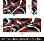 Kitchen Mats for Floor red Kitchen Rugs Modern Abstract Circle Anti Fatigue Kitchen Mats Waterproof Floor Mats Cushioned Non-Skid Standing Mats for Laundry, Office, Set of 2,17.3 x 28+17.3 x 47 Inch