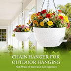 12 Inch Hanging Baskets 2 PC with Chains, Self-Watering Hanging Planters for Indoor Outdoor Plants, Plastic Hanging Flower Pots,Speckled White