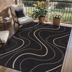 Tangsoo Easy Jute 3x5 Rug for Bedroom,Non Slip Washable Small Area Rug,Farmhouse Black LinesThin Indoor Outdoor Throw Carpet for Front Porch Patio Entryway Balcony Living Room