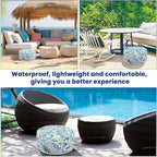 Outdoor Inflatable Ottoman Waterproof Pouf Ottoman with Handle D21 x H9, Water Repellent Portable Footstool for Patio Garden Camping or Home(Paisley)