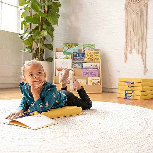 ECR4Kids SoftZone Square Floor Cushions with Handle, Flexible Seating, Yellow, 6-Piece