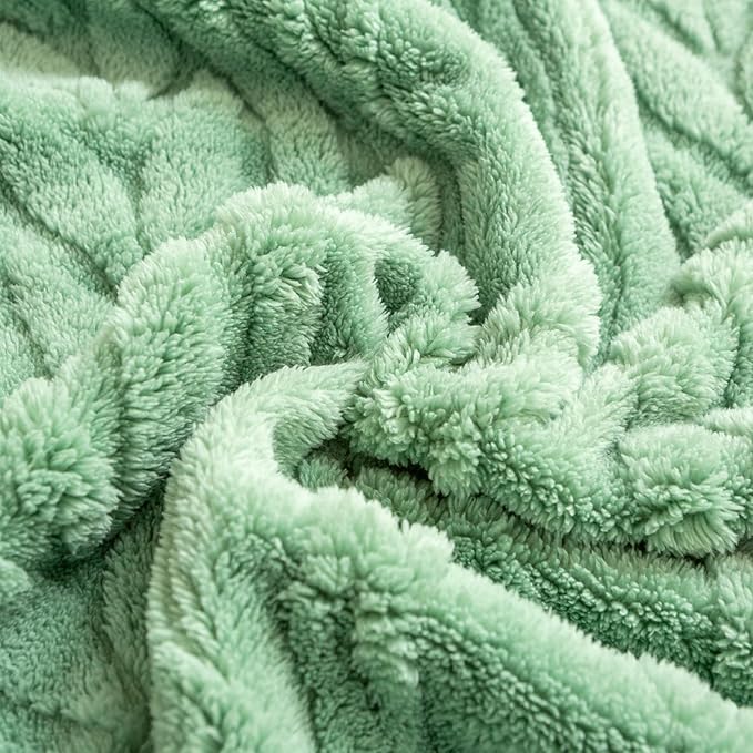 YUSOKI Queen Size Blanket Single Layer,Weight(4.4lb),370GMS-3D Stylish Design for Gift Home Decor (Sage Green,90"x90")