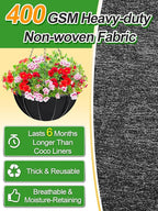 4pcs 14in Thick Felt Hanging Basket Liners - Heavy-Duty 400GSM Non-Woven Fabric Round Planter Liner for Garden Wall Flower Hanging Baskets, Replacement for Coco Fiber Liner