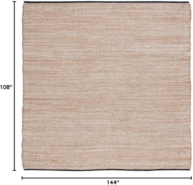 SAFAVIEH Natural Fiber Collection Area Rug - 9' x 12', Natural & Black, Farmhouse Design, Ideal for High Traffic Areas in Living Room, Bedroom & Dining Room (NF832A-9)