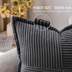 MIULEE Decorative Throw Pillow Covers for Couch Bed Livingroom 20x20 Inch Set of 2 Dark Grey Boho Accent Throw Pllows Broadside Striped Patchwork Soft Corduroy Pillowcases