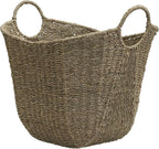 Household Essentials Brown Wicker Storage Basket with Handles Large | Natural Seagrass