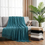 Buryeah 6 Pack Boho Knitted Throw Blankets with Tassels 50x60 Soft Warm Throws Bulk for Wedding Guests Housewarming Employee Teacher Appreciation Gifts Cozy Farmhouse Home Decor (Neutral Color)