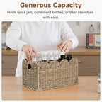 StorageWorks Seagrass Hyacinth Baskets, Hand-woven Rattan Baskets with Built-in Handles, Cute Baby Basket for Nursery, Basket for Organizing and Decor, 13"L x 8¼"W x 7"H