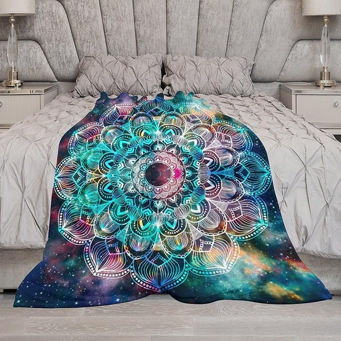 Colorful Mandala Throw Blanket Bohemian Boho Galaxy Blanket for Sofa Bed Couch Chair Or Dorm 60"x80"