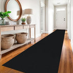 EARTHALL Extra Long Runner Rug 3x16 Ft Washable Runners for Hallways Cotton Non Slip Entryway Runner Braided Kitchen Runner Indoor Outdoor Carpet Runners for Hotels, Hall, Stair, Black