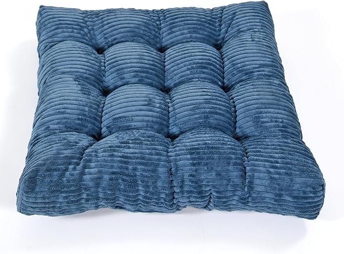 Meditation Floor Pillow Set,Memory Foam Meditation Cushion for Adults Sitting, Large Square Thickened Seat Cushions for Yoga, Tatami Living Room (1, Navy)