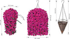 HyeFlora Artificial Fake Hanging Flowers Plants Baskets for Outdoor Outside Decoration, Faux Silk UV Resistant Realistic Fuchsia Morning Glory Planter for Home Porch Patio Balcony Garden Yard