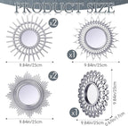 Namalu 6 Pcs Mirrors - Small Circle Sun Mirrors for Decorative Wall Art - Entryway, Bathroom, Bedroom, Living Room (Silver, Classic)