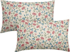 Green Pink Blue Floral Pillow Covers 12x20 Set of 2 Vintage Rustic Old Style Cute Small Flower Print Rectangle Decorative Outdoor Pillowcases Farmhouse Throw Cushion Case Decor for Couch Sofa Bed