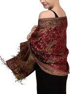 Achillea Reversible Paisley Pashmina Rave Scarf – Exotic Indian Shawls and Wraps for Evening Dresses, Festivals, All Seasons