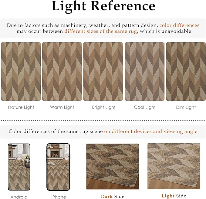8x10 Easy Jute Outdoor Patio Rug Washable Brown Checkered Large Area Rug for Living Room Lightweight Non Slip No Sheding Carpet Balcony Farmhouse Bedroom Backyard Dining Room Deck