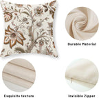 Brown Pillow Covers 18x18 Inch Set of 2 Brown Chinoiserie Floral Throw Pillows Boho Vintage Flowers Decorative Pillow Cases Outdoor Chinoiserie Decor Farmhouse Cushion Case for Couch Sofa