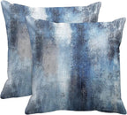Britimes Throw Pillow Covers Modern Home Art Decor, 18 x 18 Inches Set of 2 Pillow Cases Decorative, Abstract Oil Painting Pillowcases for Bedroom, Living Room, Cushion Couch Sofa, Navy Blue Accent