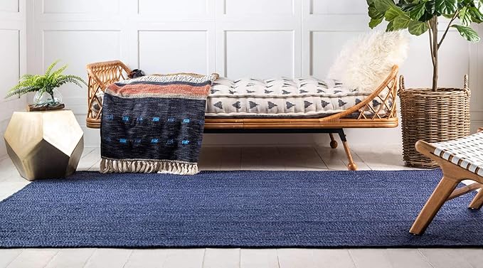 Unique Loom Braided Jute Collection Area Rug - Dhaka (2' x 3' 1" Rectangle, Navy Blue)