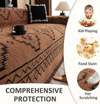 VClife Bohemian Sofa Covers Chenille Couch Cover for Sectional Couch, Soft Non Slip Couch Covers for 3 Cushion Sofa Breathable Sofa Furniture Protector Slip Cover for Couch, Pumpkin, 71"X134"
