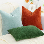 decorUhome Chenille Rust Throw Pillow Covers 20x20 Inch Set of 2, Decorative Soft Couch Pillow Covers Solid Dyed Accent Farmhouse Neutral Square Pillow Cases for Sofa