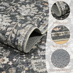 2'x6' Washable Runner Rug Utral Soft Lightweight Vintage Boho Distressed Non-Slip Backing,Low Pile Stain Resistant Farmhouse Rug for High-Traffic Hallway, Kitchen & Laundry