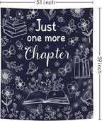 SVBright Navy Blue Reading Tapestry 51Wx59H Inch Book Lovers Wall Hanging Boho Floral Flower Fabric Butterfly Minimalist Modern Simple Line Sketch Home Decor Art for Living Room Bedroom Dorm