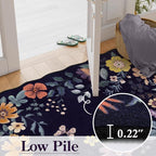 Lahome Floral Entryway Rug, 2X3 Washable Kitchen Rug Non-Slip, Ultra-Thin Soft Door Mat Indoor Entrance Stain Resistant Boho Small Throw Carpet for Bathroom Bedroom Flore (2x3ft,Purple)