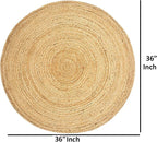 KEMA Natural 3ft Jute Braided Round Area Rug,Handmade Reversible Boho Farmhouse Rug, Rustic Vintage Handwoven Carpet for Living Room, Bedroom, Entryway