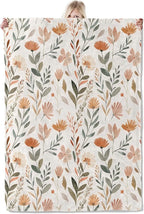 Floral Fall Garden Blanket 60×80 Inch,Soft Beige Botanical Lightweight Flannel Throw with Autumn Wildflower,Boho Rustic Farmhouse Home Decor,Gifts for Girls,Women