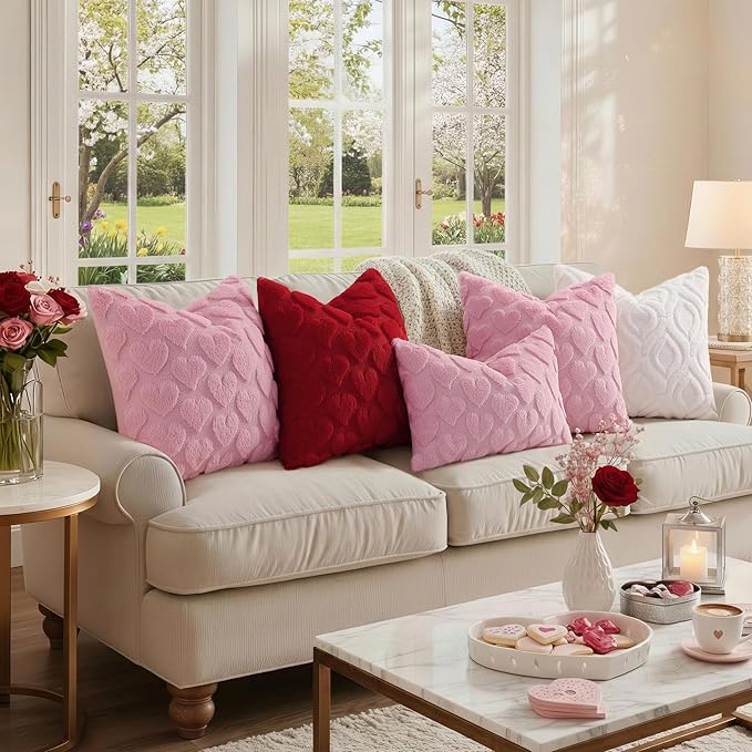 decorUhome Cozy Textured Euro Sham Throw Pillow Covers 22x22 Inch Set of 2, Soft Plush Faux Wool Cream White Accent Couch Pillow Covers for Modern Farmhouse Sofa Bed Living Room