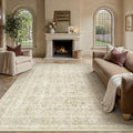 Vintage Area Rug 6x9 Beige Washable Living Room Large Carpet Non Slip Bedroom Indoor Office Low Pile Traditional Distressed Retro Accent Rug for Dining Room Kitchen